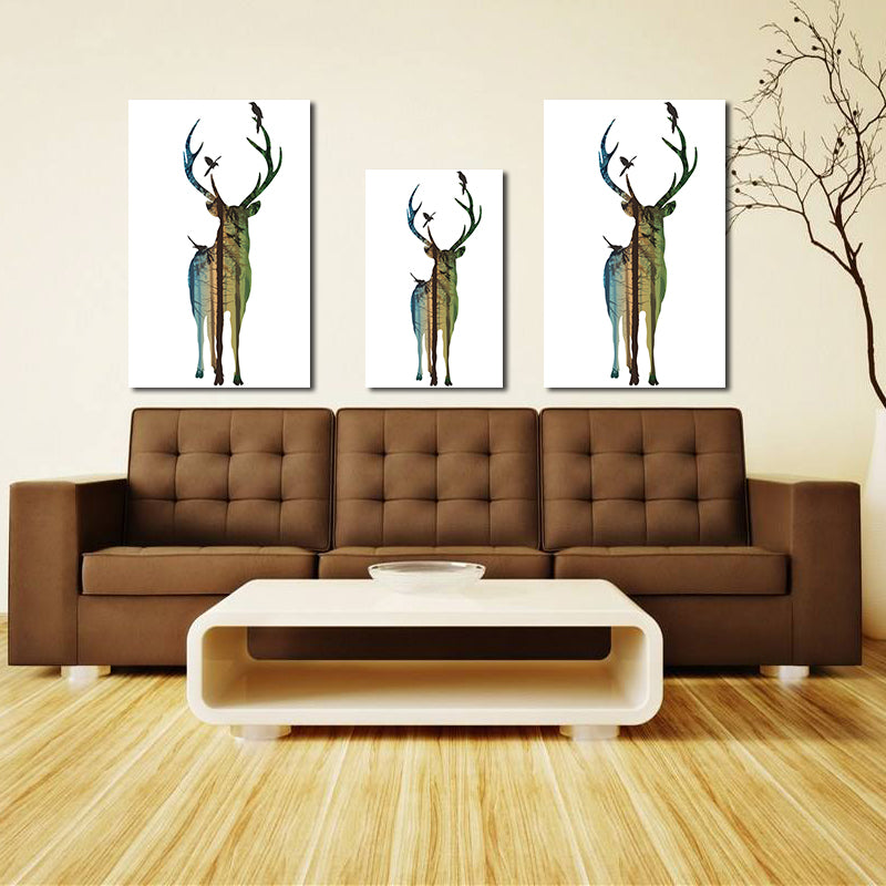Miico Hand Painted Oil Paintings Simple Male Deer A Wall Art For Home Decoration Painting