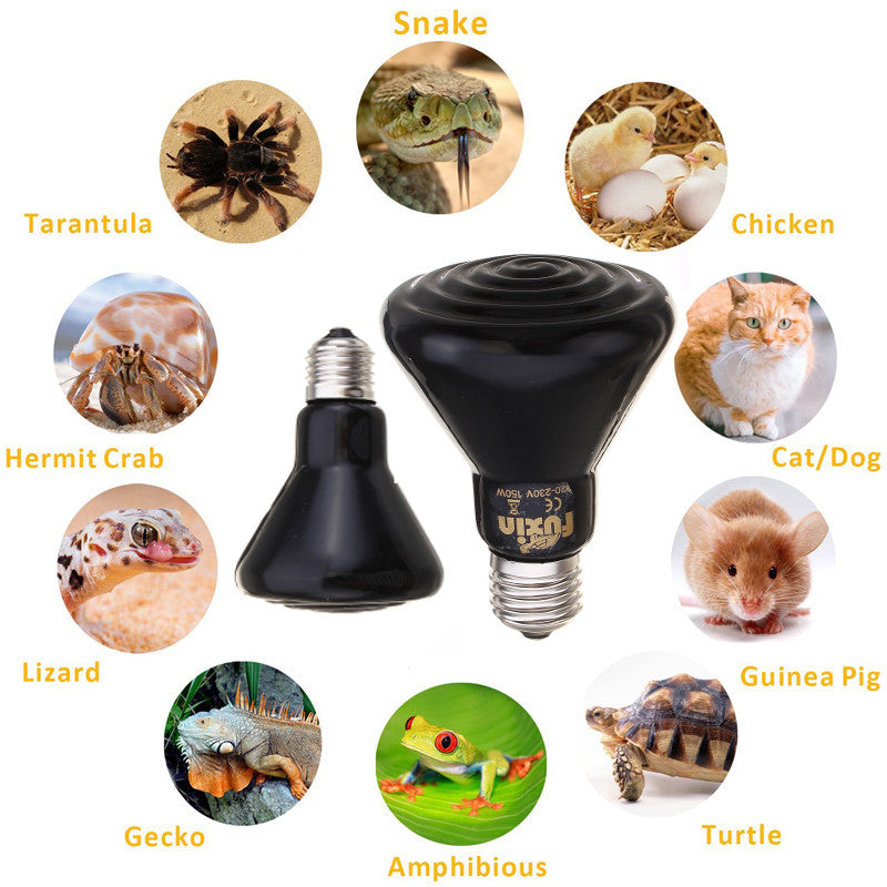 7.5cm E27 25-150W Reptile Pet Breeding Ceramic Emitter Heated Light Heater Lamp Bulb AC220V