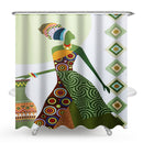 Fashion African Woman Pattern Waterproof Polyester Fabric Shower Curtain for Bathroom