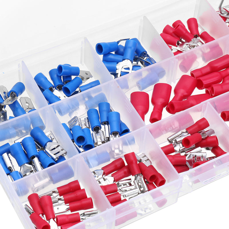 140Pcs 15 Squares Assorted Insulated Electrical Wire Terminal Crimp Cable Connector Spades Kit