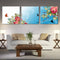 Miico Hand Painted Three Combination Decorative Paintings Dancing Botanic Peony Flower Wall Art For Home Decoration