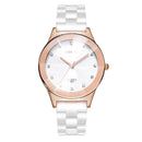 LONGBO 8631 White Ceramic Diamond Couple Watch Waterproof Casual Style Unisex Quartz Watch