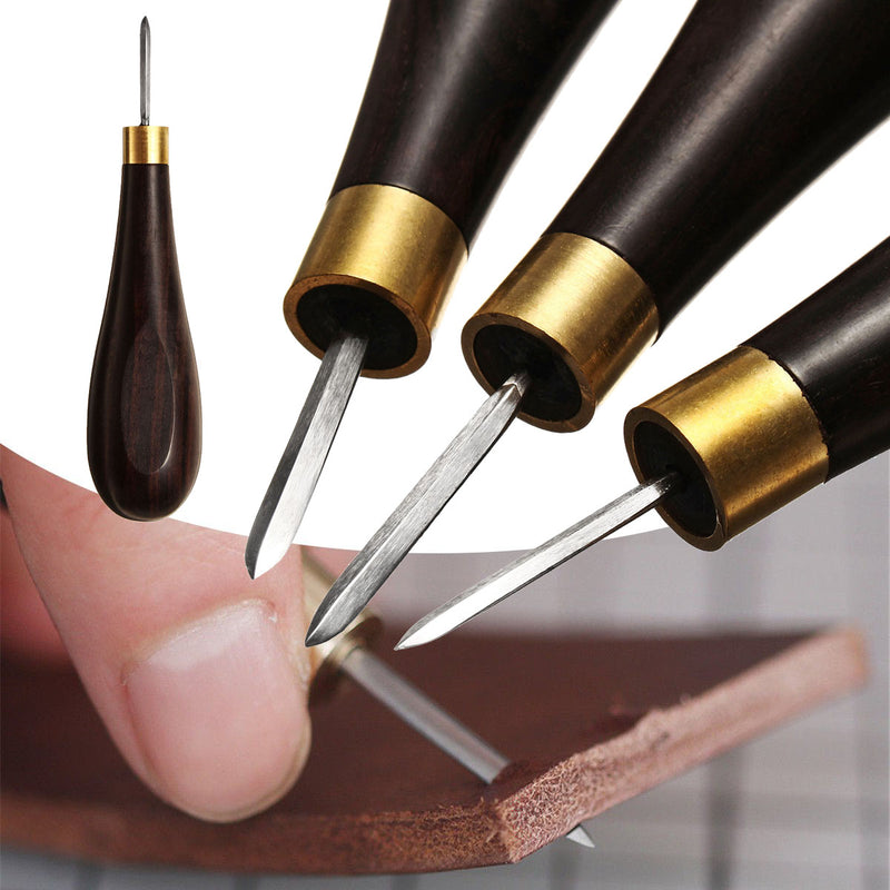 WUTA Leather Craft Tool Diamond Stitching Awl Ebony Blackwood Handle Leather Craft Sewing Awl Kit