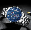 CRRJU 2261 Men Calendar Fashion Dial Simple Needle Full Steel Strap Luminous Display Quartz Watch