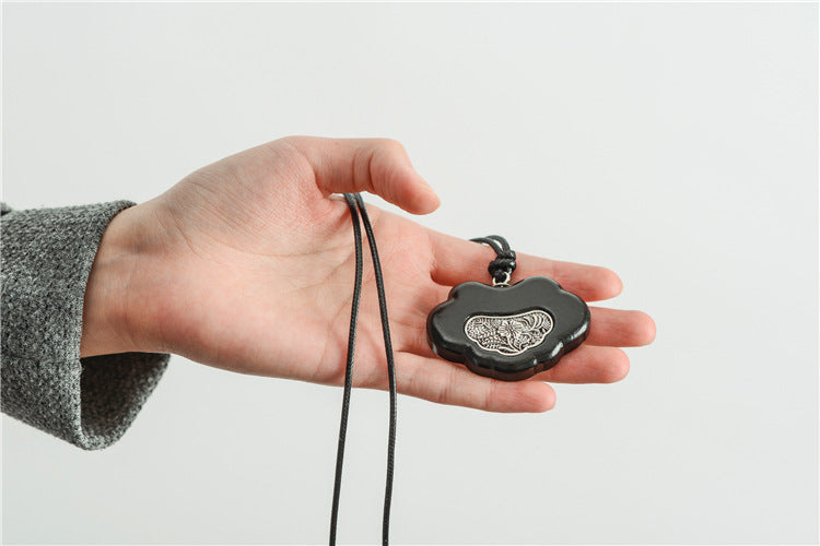 Ethnic Jewelry Handmade Antique Silver Flower Wood Pendant Necklace Retro Adjustable Long Necklaces