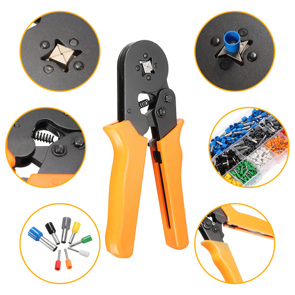 Excellway 800 PCS Connectors Terminal with Adjusting Ratchet Crimping Pliers Crimper Tool Kit