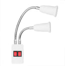AC100-250V 4A Double Heads E27 Lampholder Bulb Adapter with Botton Switch EU US UK Plug
