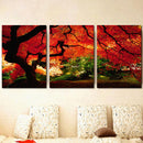 Miico Hand Painted Three Combination Decorative Paintings Maple Tree Wall Art For Home Decoration