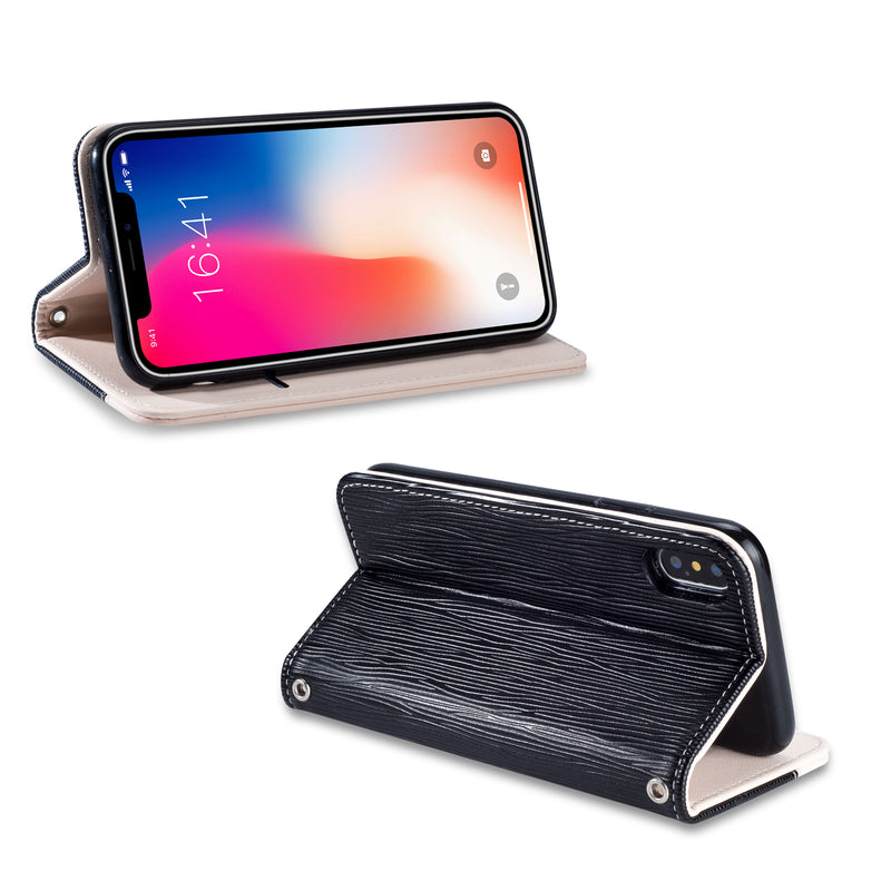 Bakeey Premium Magnetic Flip Card Slot Kickstand Protective Case For iPhone X