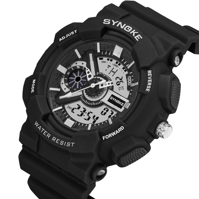 SYNOKE 9015 Double Display Movement Luminous Alarm Calendar Sports Dual Display Digital Watch Men Watch