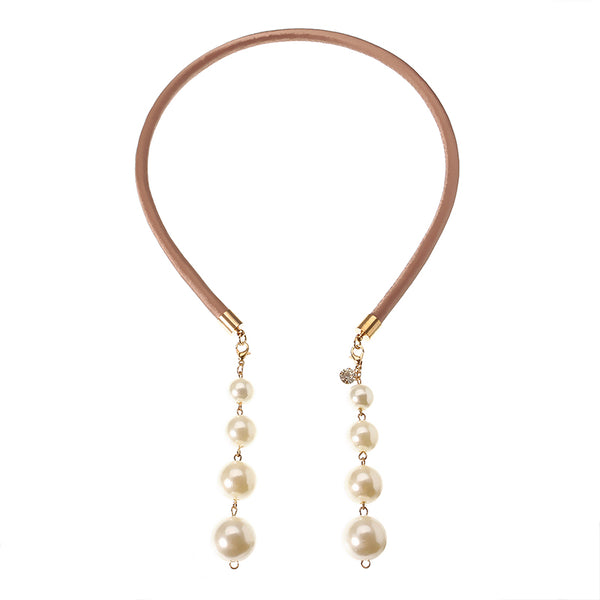 Sweet Hair Band Elegant Pearl Pendant Gemstone Fake Earrings Headbrand Hair Accessories for Women