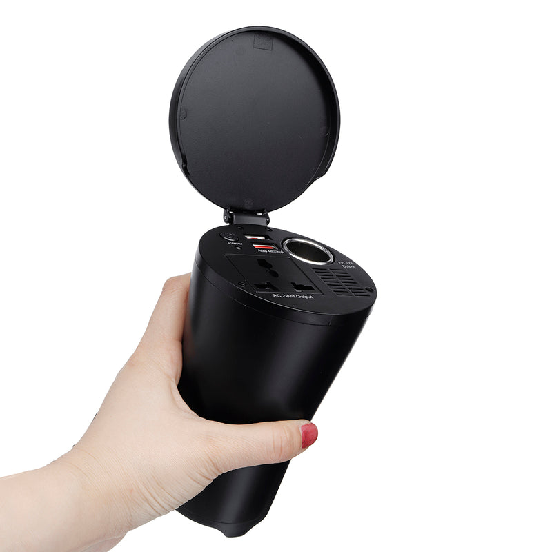 DC 12V to AC 220V 300W Power Inverter Converter Car Charger Charging Cup Holder With Dual USB Port