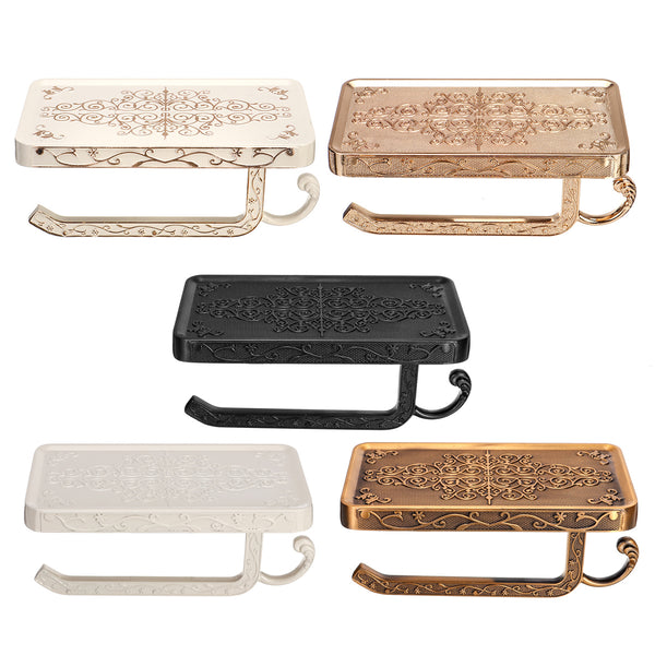 Bathroom Wall Mount Toilet Roll Paper Towel Holder Mobile Phone Storage Shelf