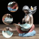 Mermaid Ceramic Incense Burner Backflow Glaze Censer Cone Holder Decor Crafts