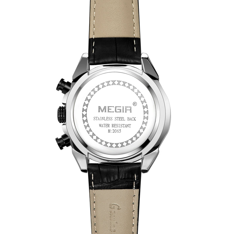 MEGIR 2065 Sport Watches Creative Chronograph Quartz Leather Strap Men Watch