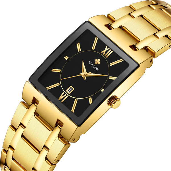 WWOOR 8858 Waterproof Full Steel Business Style Men Watch Date Display Quartz Watch