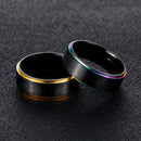 Trendy Black Titanium Steel Simple Style Colorful Plating Men Finger Ring Valentine's Day Gift