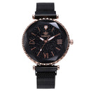 Woman Mesh Magnet Buckle Starry Sky Watch Casual Women Geometric Surface Quartz Watch