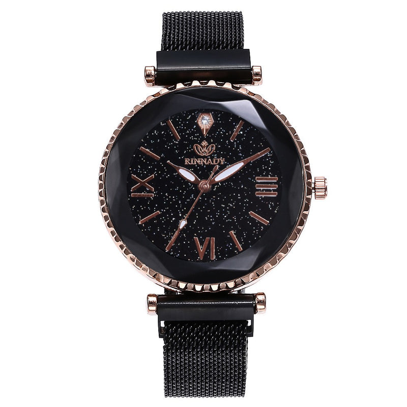 Woman Mesh Magnet Buckle Starry Sky Watch Casual Women Geometric Surface Quartz Watch