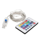 USB Powered 5.3M 50LEDs RGB 8 Modes Silver Wire Fairy String Light+Remote Control for Christmas