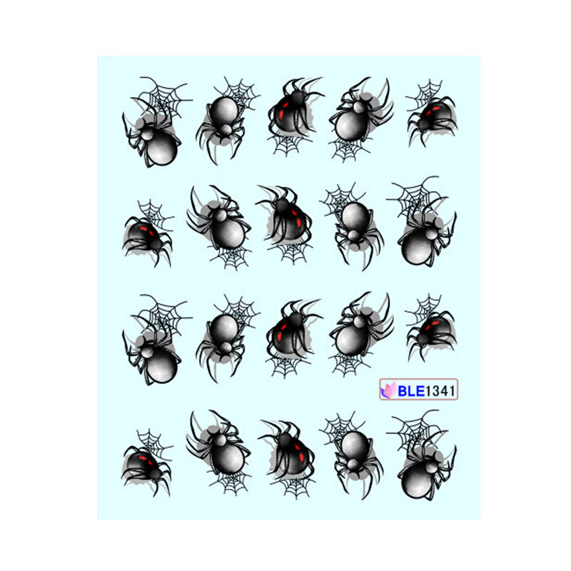 1 Sheet Spider Nail Art Sticker Halloween Style Water Transfer Manicure Decoration Nails Wraps