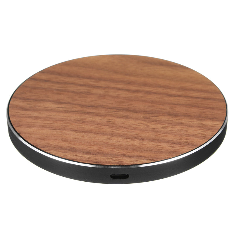 10W Qi Wireless Metal Wooden LED Fast Desktop Charger Pad for iPhone X 8 Plus S8 S9 Note 8