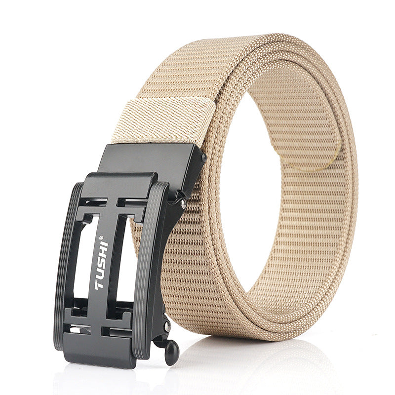 TUSHI 125cm x 3.4cm Zinc Alloy Buckle Men Tactical Belt Nylon Casual Belts