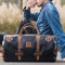 28L Men PU Leather Handbag Shoulder Bag Duffle Gym Tote Bag Sports Travel