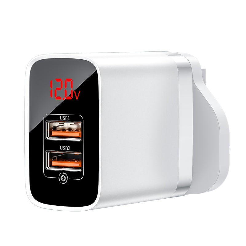 Baseus Mirror Lake Dual USB QC Digital Display Quick UK Charger for iPhone 11 Pro XR X