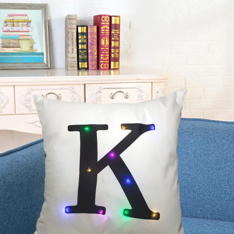 Honana WX-K33 Creative LED Lights Letter Pillowcase Plush Soft Pillow Cushion Cover Christmas Home