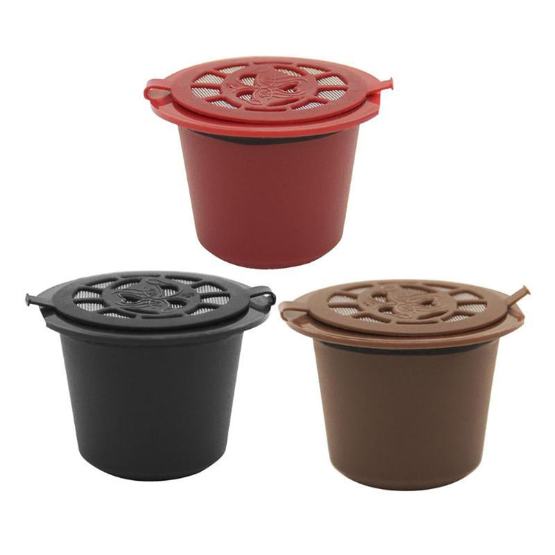 6Pcs/Set 50-100ml Refillable Coffee Capsule Cup Reusable Coffee Pods w/ Coffee Spoon Brush for Nescafe Dolce Gusto Brewer