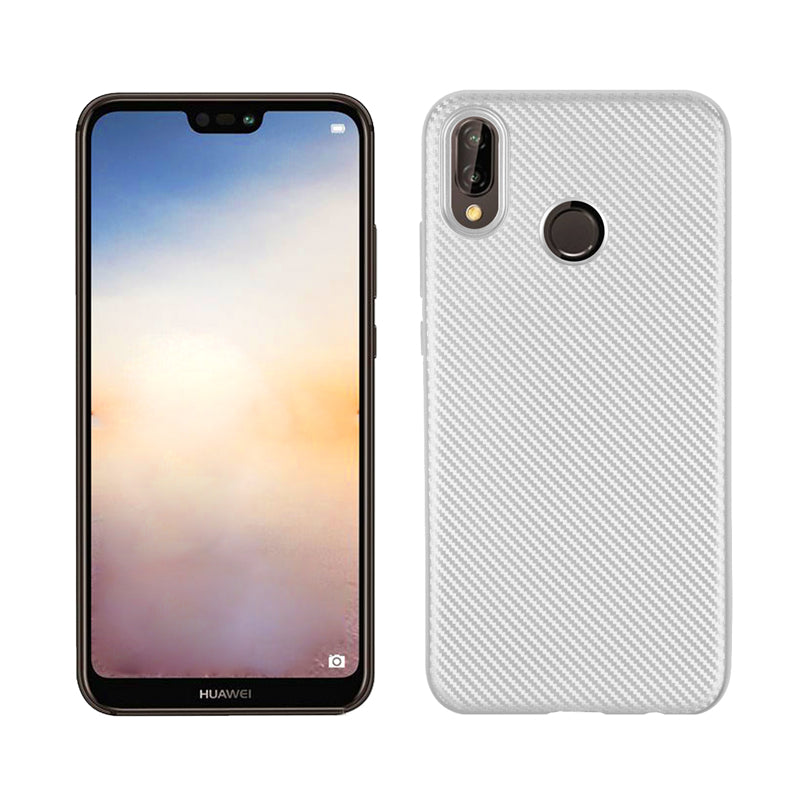 Carbon Fiber Shockproof Soft TPU Back Protective Case For Huawei P20 Lite