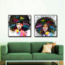 Miico Hand Painted Combination Decorative Paintings Girl Portrait Wall Art For Home Decoration