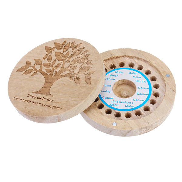 Boy Girl Kids Tooth Wooden Storage Display Box Save Milk Tooth Baby Hair Keepsake