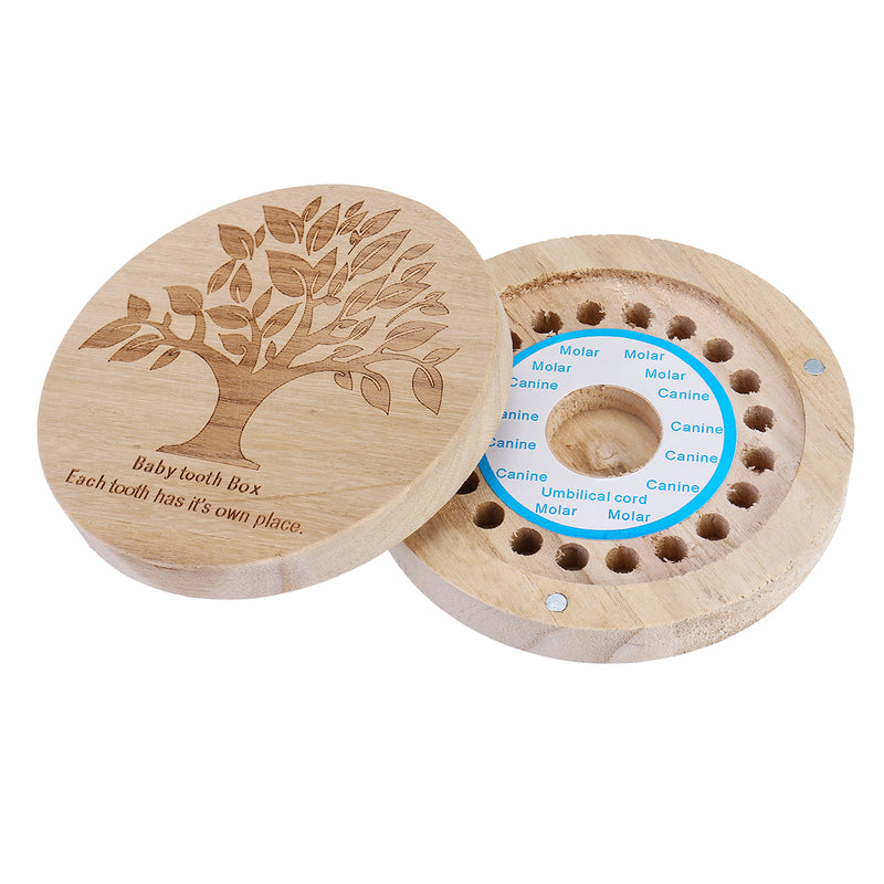 Boy Girl Kids Tooth Wooden Storage Display Box Save Milk Tooth Baby Hair Keepsake