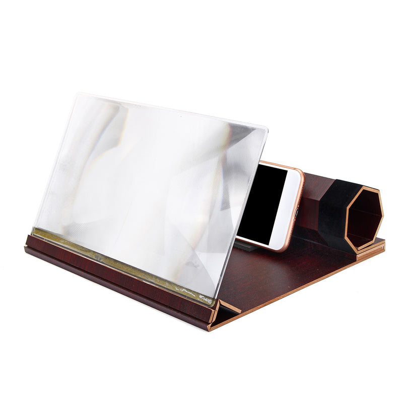 12" 3D HD Rollable Wood Phone Screen Magnifier Video Movie Amplifier For Smart Phone