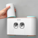 Handfree Toothbrush Holder Automatic Toothpaste Dispenser Set 5 Holder 4 Cups