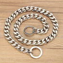 Silver Cuban Curb Link Stainless Steel Dog Chain Pet Training Collar Choker Dog Traction Rope