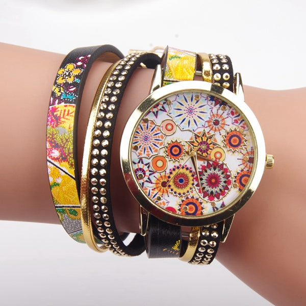 Fashion Folk Custom Style Flower Big Dial Ladies Bracelet Watch Women Quartz Watch