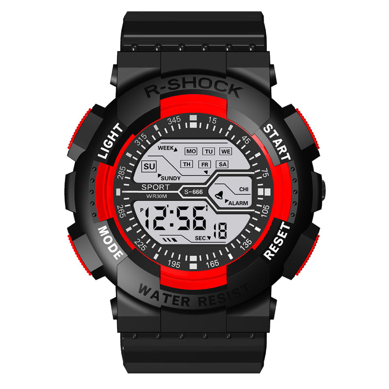 HONHX 82-666 Men Fashion Luminous Dsiplay Stopwatch Sport Style Digital Watch