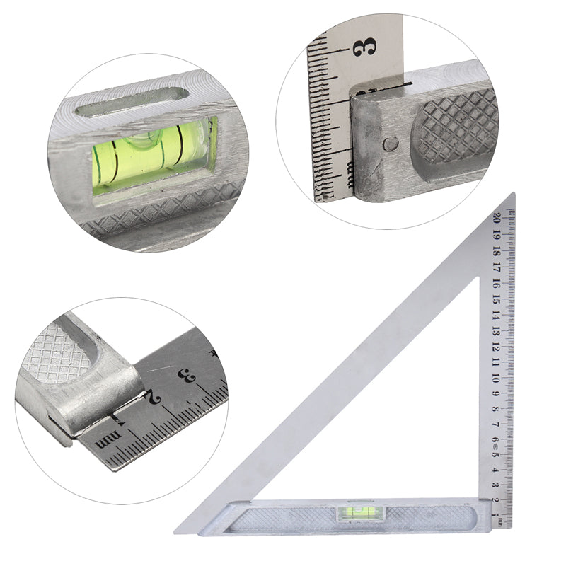 150MM/200MM Stainless Steel Angle Ruler 90 Degree Wide Bottom Thickening Measuring Tool Aluminum Tri