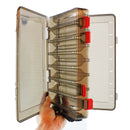 ZANLURE 14 Compartments Brown Double Sided Lattice Fishing Lure Hook Tackle Storage Case Fishing Box