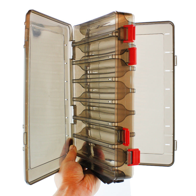 ZANLURE 14 Compartments Brown Double Sided Lattice Fishing Lure Hook Tackle Storage Case Fishing Box