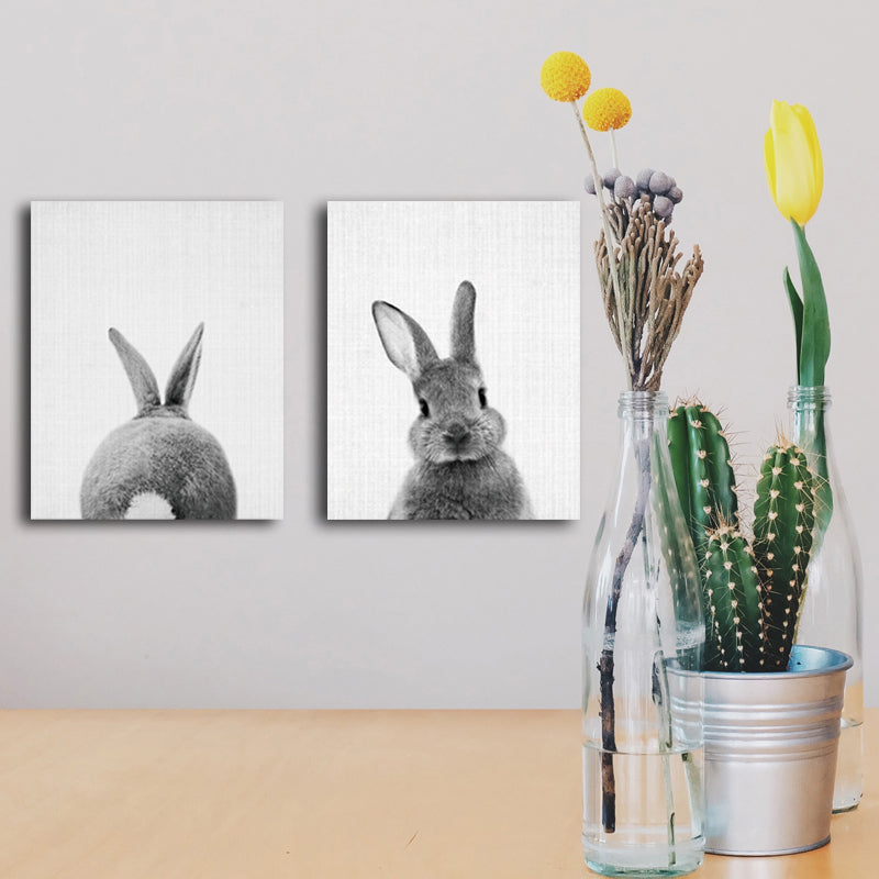 Miico Hand Painted Combination Decorative Paintings Animal Rabbit Paintings Wall Art For Home Decoration