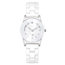 LONGBO 8631 White Ceramic Diamond Couple Watch Waterproof Casual Style Unisex Quartz Watch