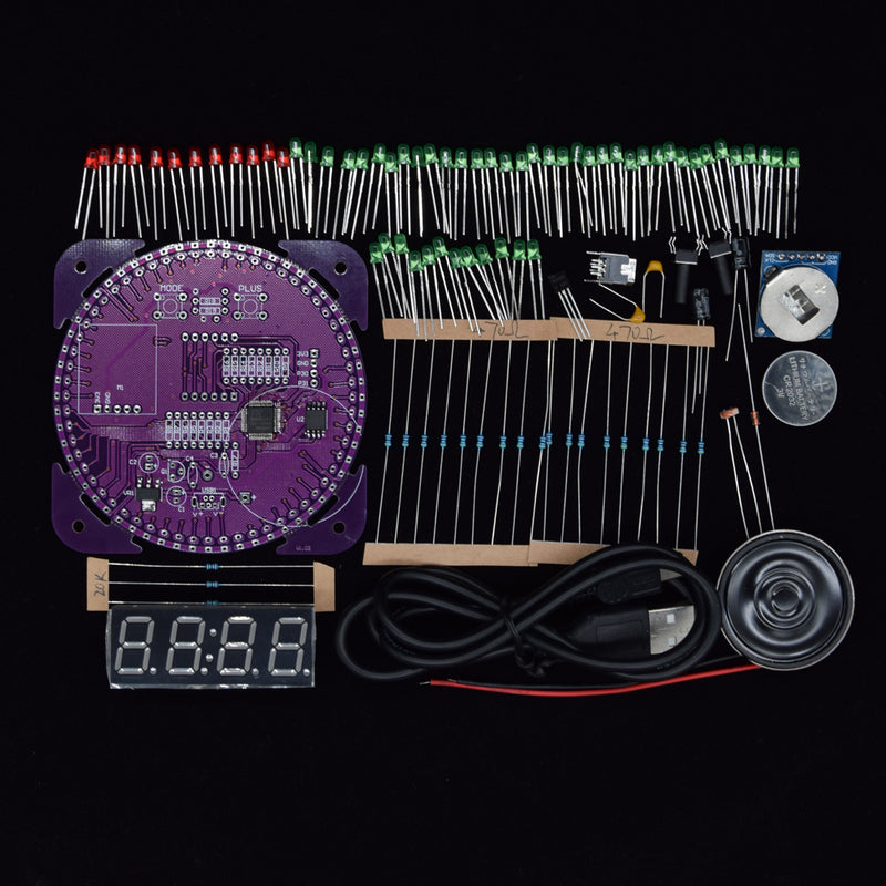 Geekcreit Fourth Generation DIY EC1838A DS1302 Light Control Rotation LED Electronic Clock Kit