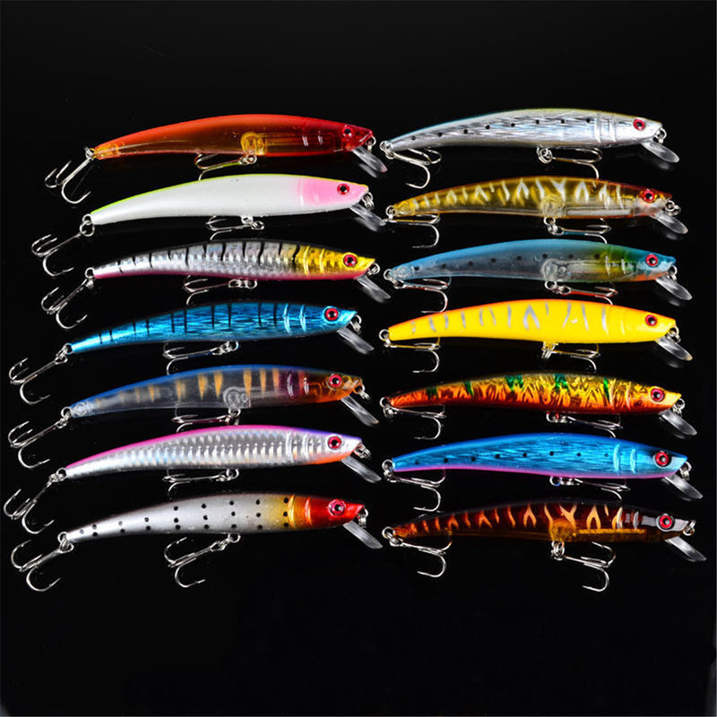 ZANLURE 14pcs/set Lot Mixed Wobbler Minnow Bass Fishing Lures Crankbaits Tackle Hooks