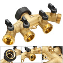 3/4 Inch BSP 4 Way Brass Hose Faucet Manifold Water Segregator Garden Tap Connector Splitter Switcher Control Shut Off Valve