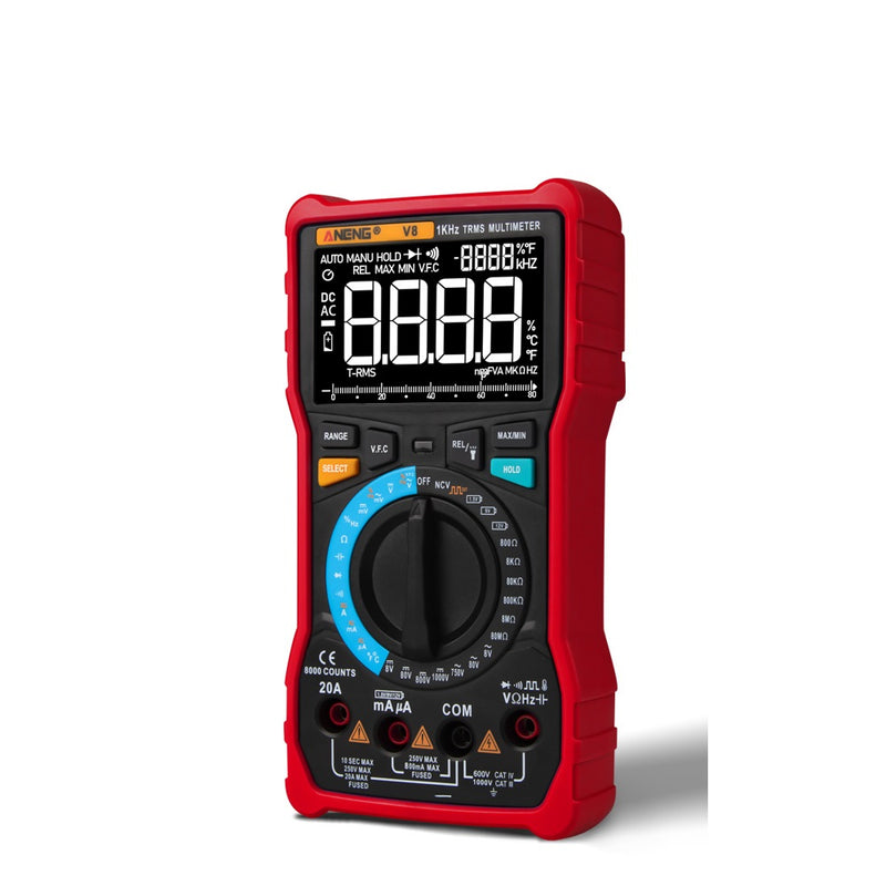 ANENG V8 Dual Mode True RMS Digital Multimeter Auto Range 8000 Counts Display V.F.C Inverter  Analog Bar Graph