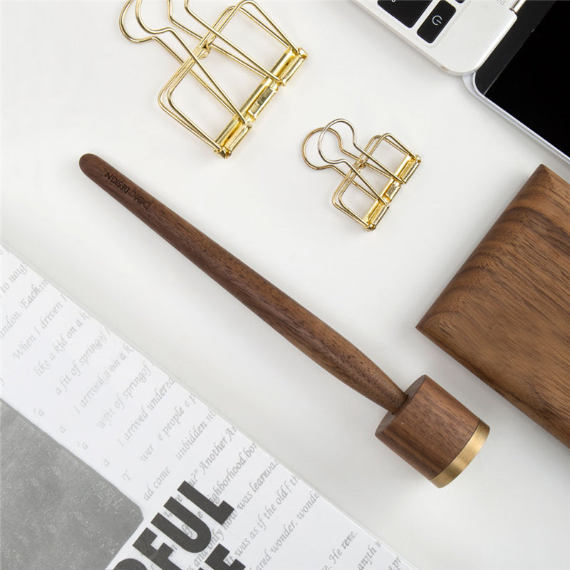 XIAOMI Wood Metal Forever Pen Luxury Creative Writing Drawing Sketching Pen with Base Business Gift